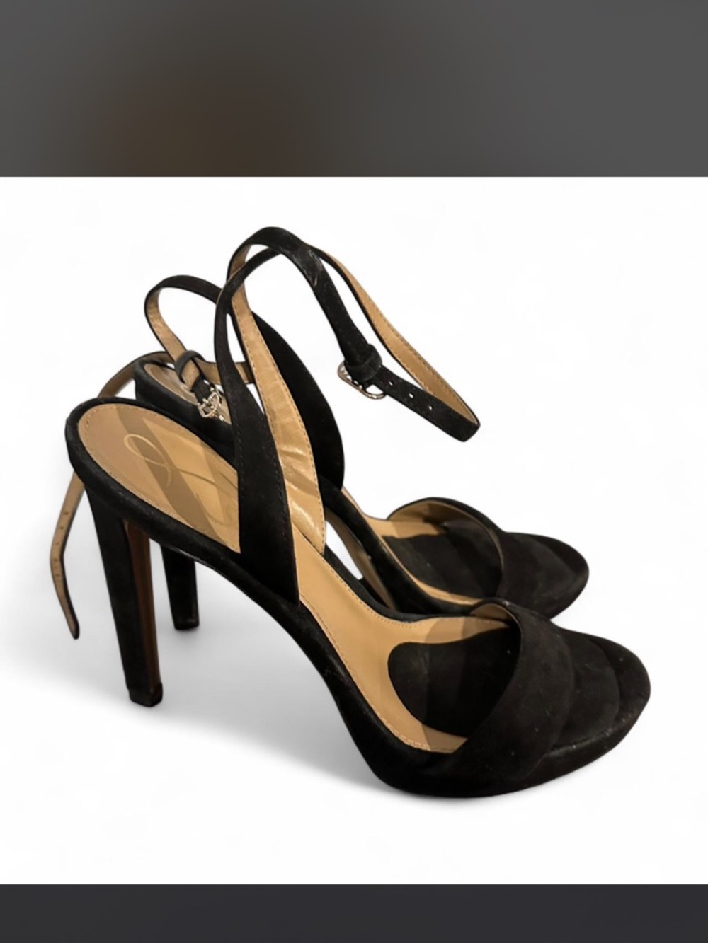 Sam Edelman Platform Black Suede Open-Toe Slingback Heels